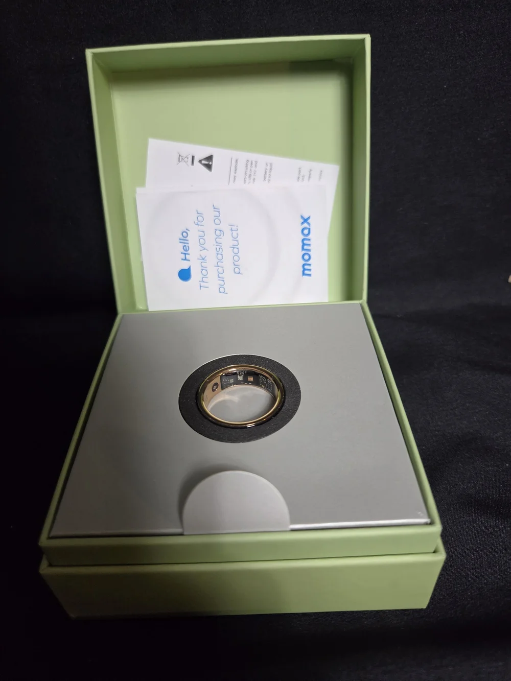 Momax 1-Sense Active Smart Ring - Size 13 - Black Nano-Ceramic Health Tracker